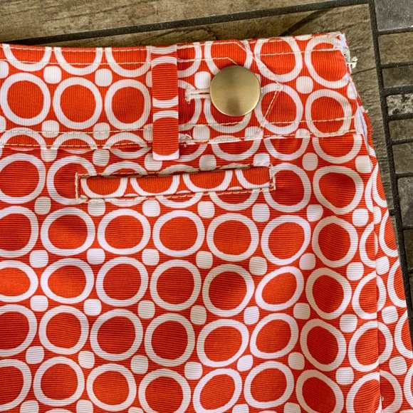 Ann Taylor Retro Mod Geometric Orange White Skirt Size 0 PETITE - Picture 4 of 6